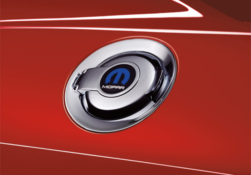 "Mopar" Logo OEM Dodge Challenger Chrome Fuel Door - Click Image to Close